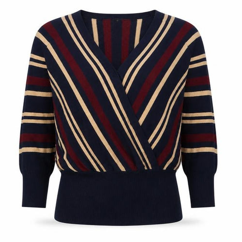 Oasis Womens Blue Striped Knit Pullover Jumper Size XS