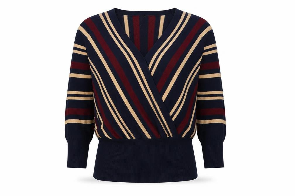 Oasis Womens Blue Striped Knit Pullover Jumper Size XS