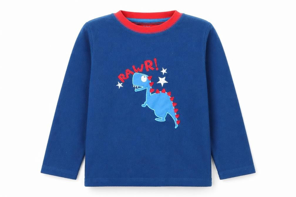 Front view of Primark boys’ beige basic t-shirt, size 6-7, years - dinosaur