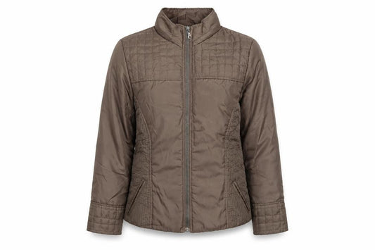 Front view of Marisota women’s green bomber jacket coat, size UK 12