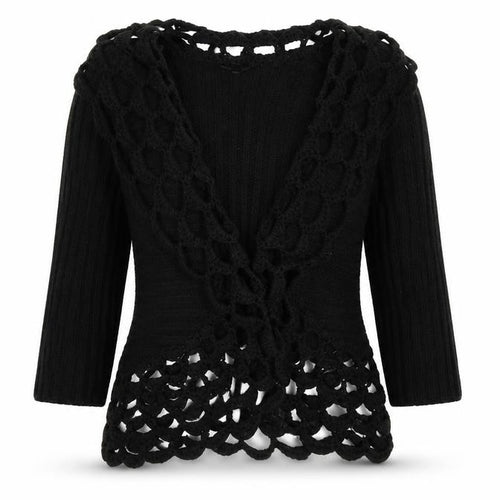 CASAMIA Womens Black Striped Knit Cardigan Jumper Size S