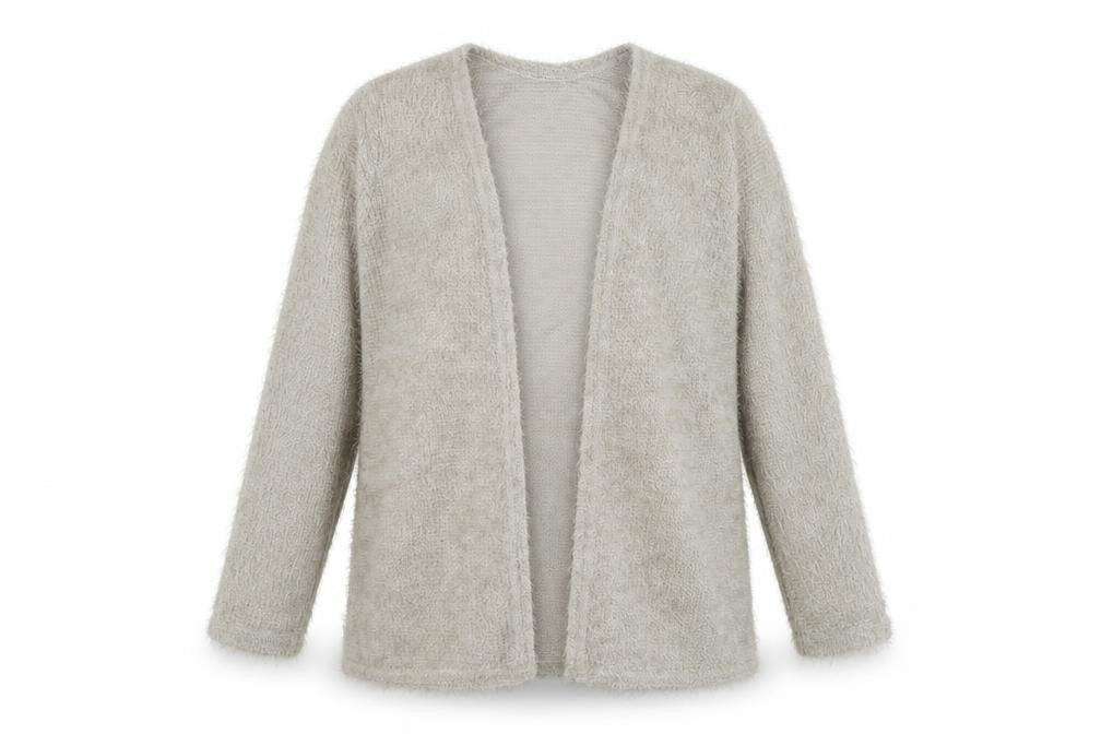 Front view of Preworn girls’ grey knit cape jumper, size 2XL