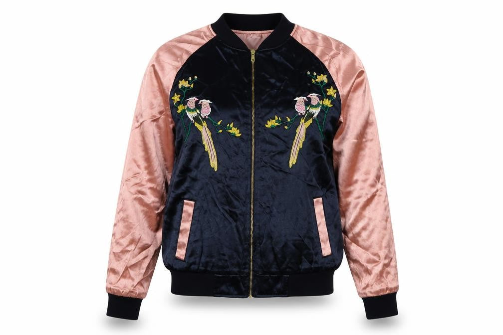 Very Womens Pink Animal Print Satin Jacket  Size 8  - birds