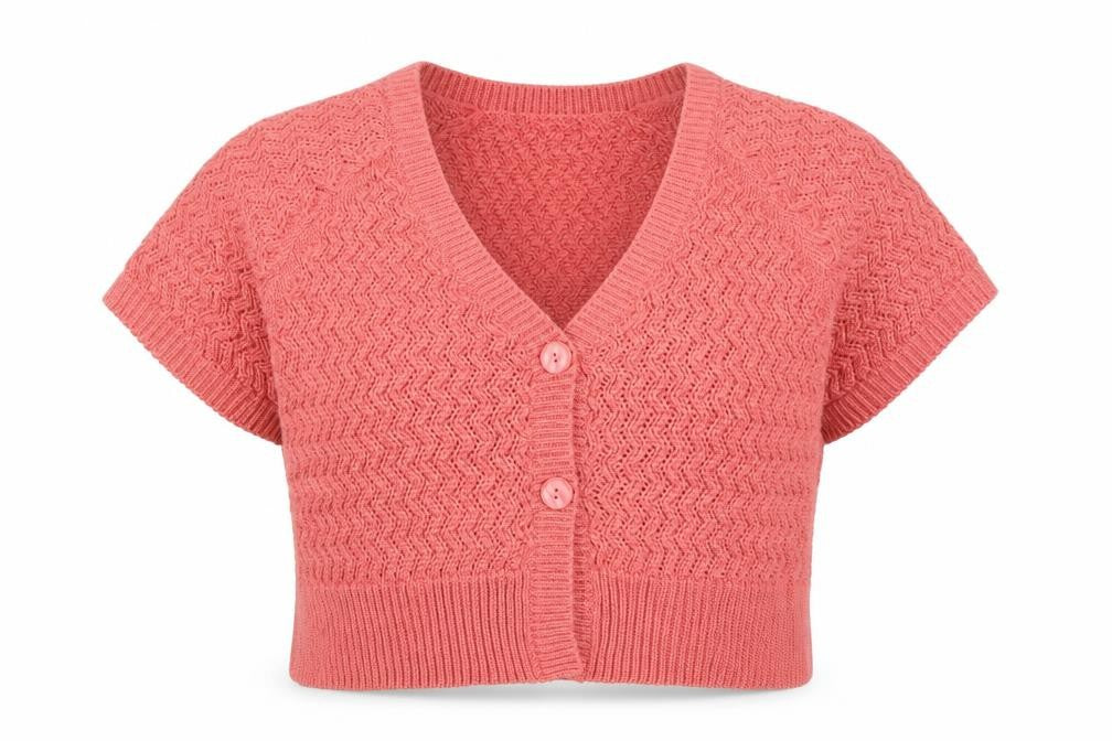 BM Womens Pink Geometric  Cardigan Jumper Size 14