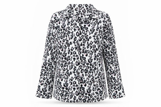 Front view of Next women’s white animal print top pyjama top, size UK 4