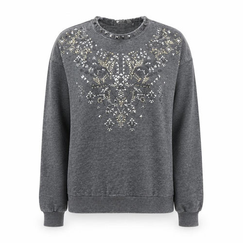New Look Womens Grey  Jacquard Pullover Sweatshirt Size 8