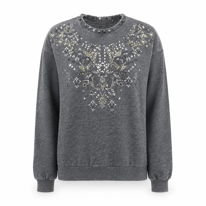 New Look Womens Grey Jacquard Pullover Sweatshirt Size 8