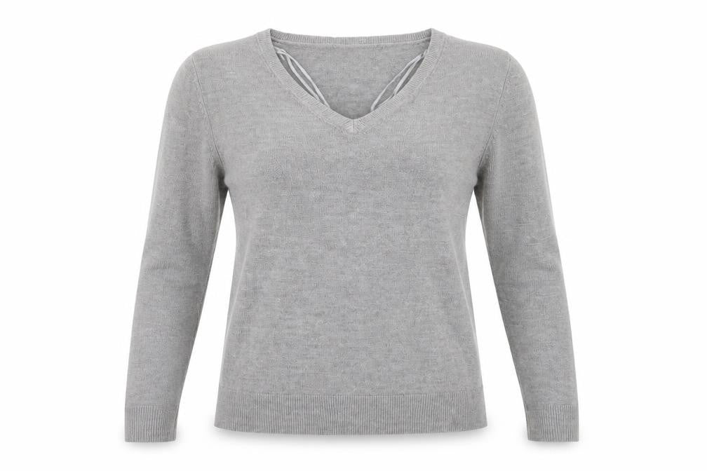 Front view of Papaya women’s grey jumper, size UK 14