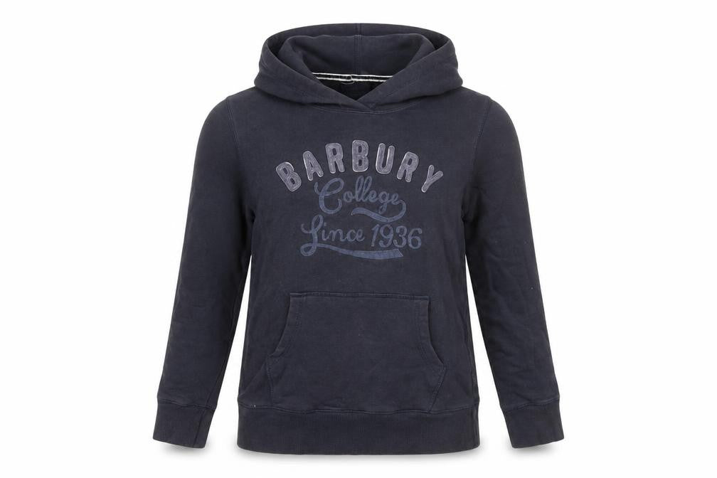Front view of H&M women’s blue pullover hoodie, size XS