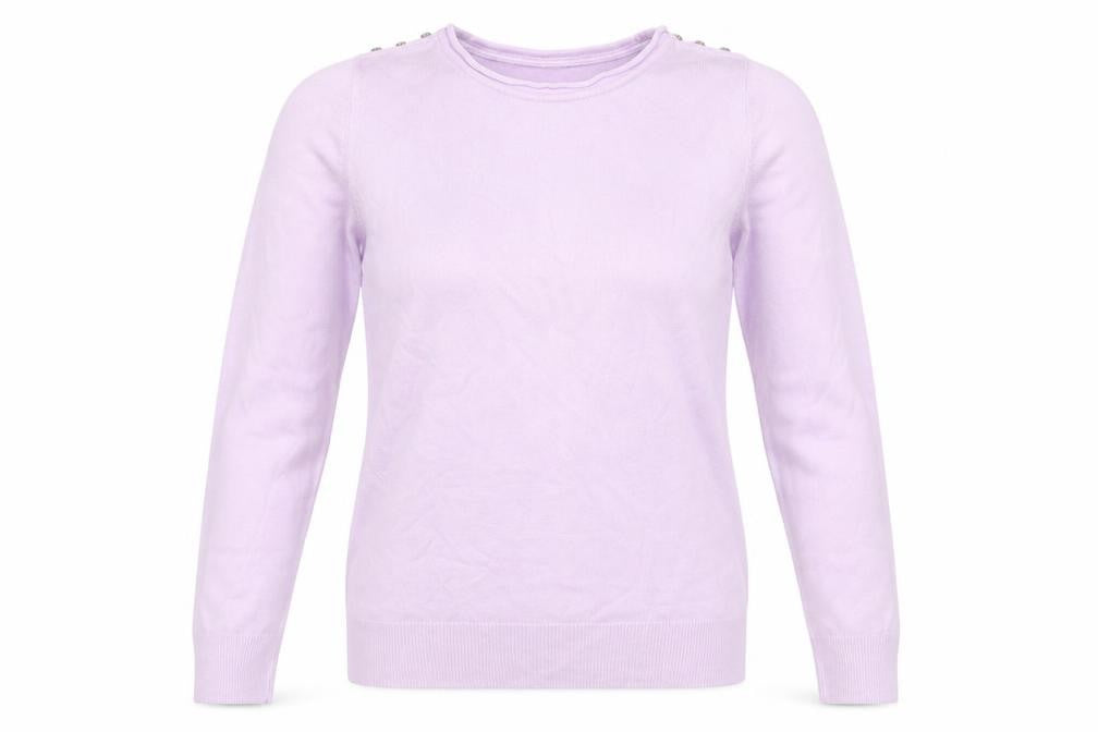 Front view of Atmosphere women’s purple jumper, size UK 8