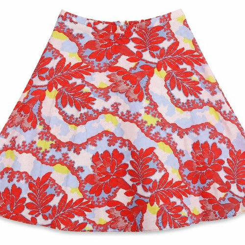 Topshop Womens Red Floral  Flare Skirt Size 10