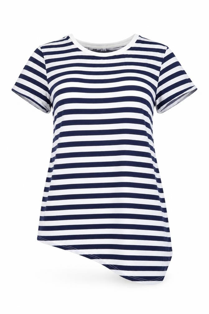 WE Womens Blue Striped  Basic T-Shirt Size M