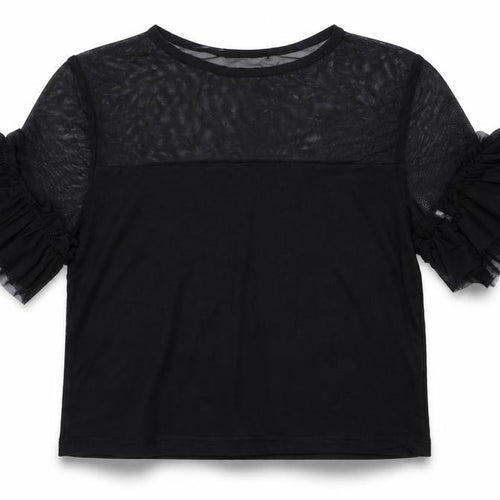 New Look Girls Black  Mesh Basic T-Shirt Size 9 Years