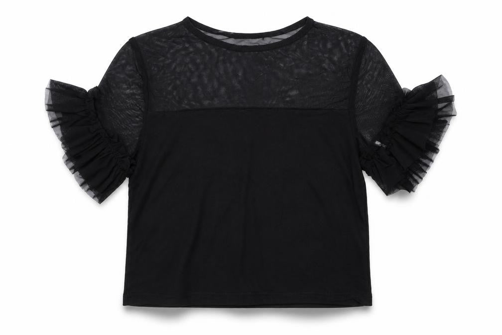 New Look Girls Black  Mesh Basic T-Shirt Size 9 Years