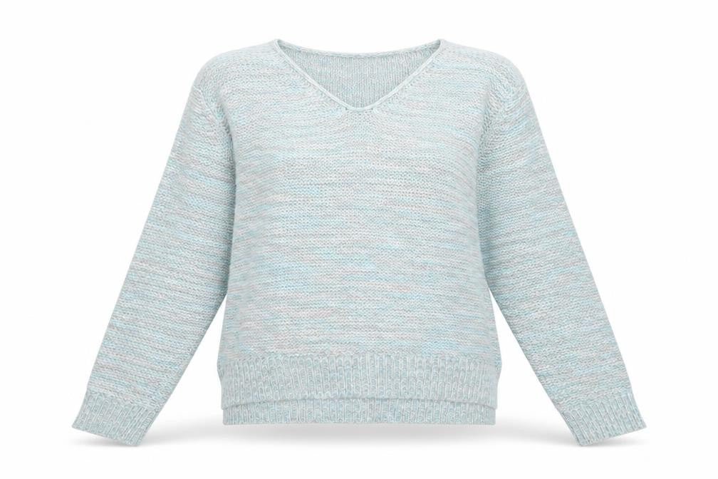 Front view of Papaya women’s blue knit jumper, size M