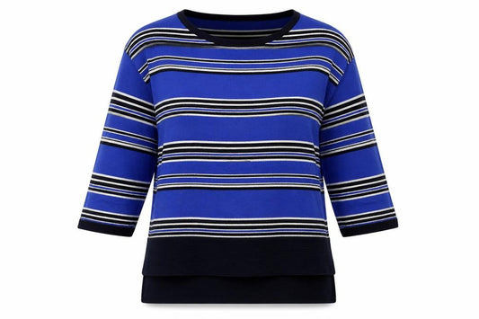 Front view of Next women’s multicoloured striped knit jumper, size UK 6
