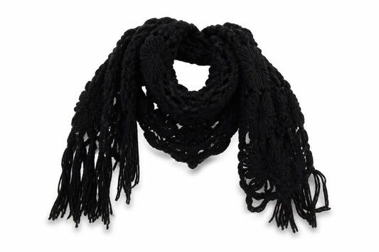 Front view of Preworn women’s black knit shawl/wrap