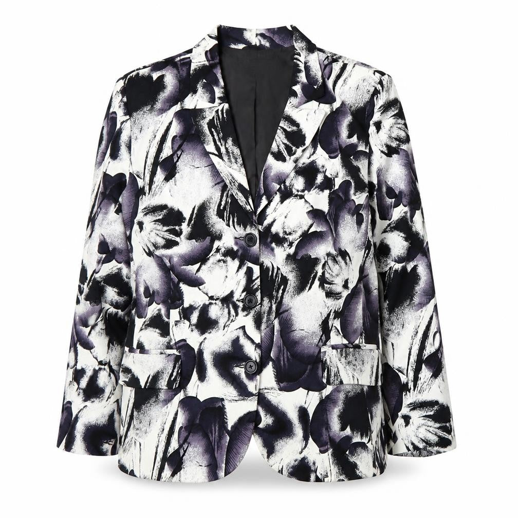 Calessa Womens White Floral  Jacket Blazer Size XL