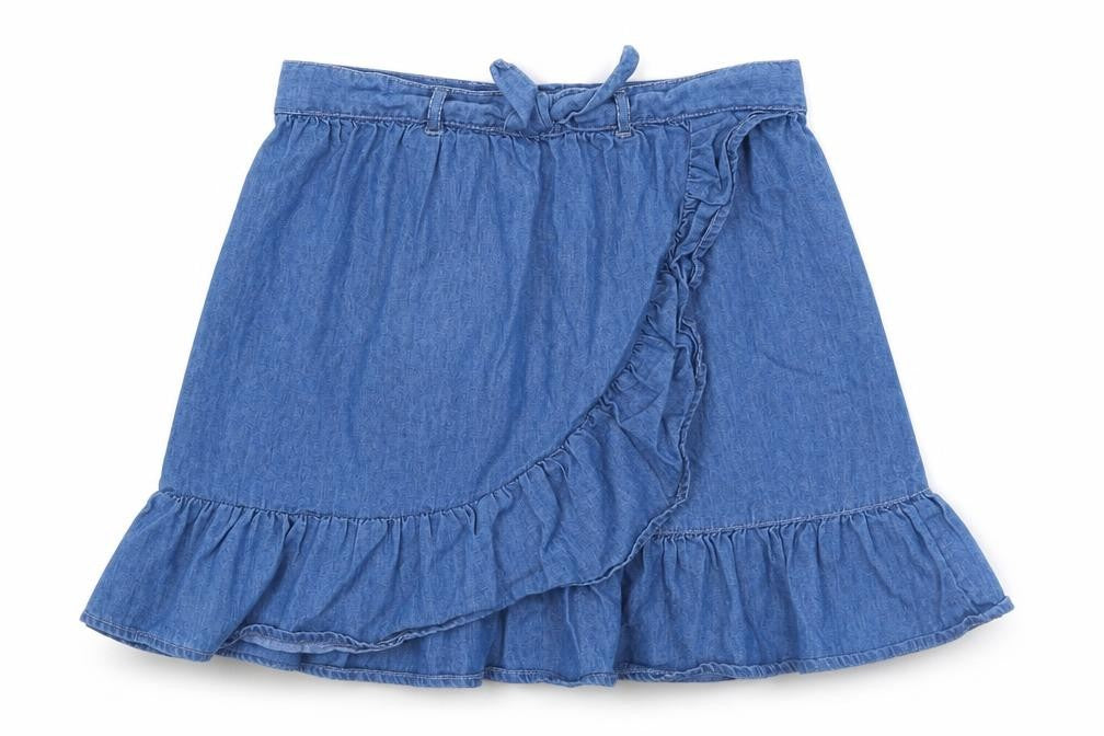 Front view of TU girls’ blue mini skirt, size 9, years