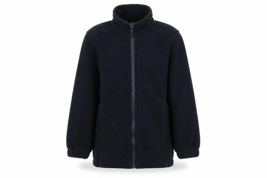 Front view of Blue Max boys’ blue fleece gilet coat, size M