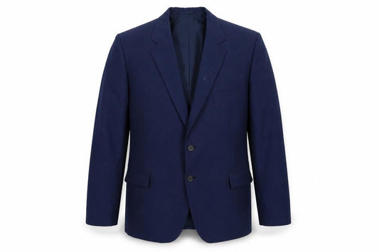 Front view of Preworn men’s blue rayon jacket suit jacket, size 36