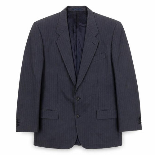 HR Tailoring Mens Blue Striped  Jacket Suit Jacket Size 46