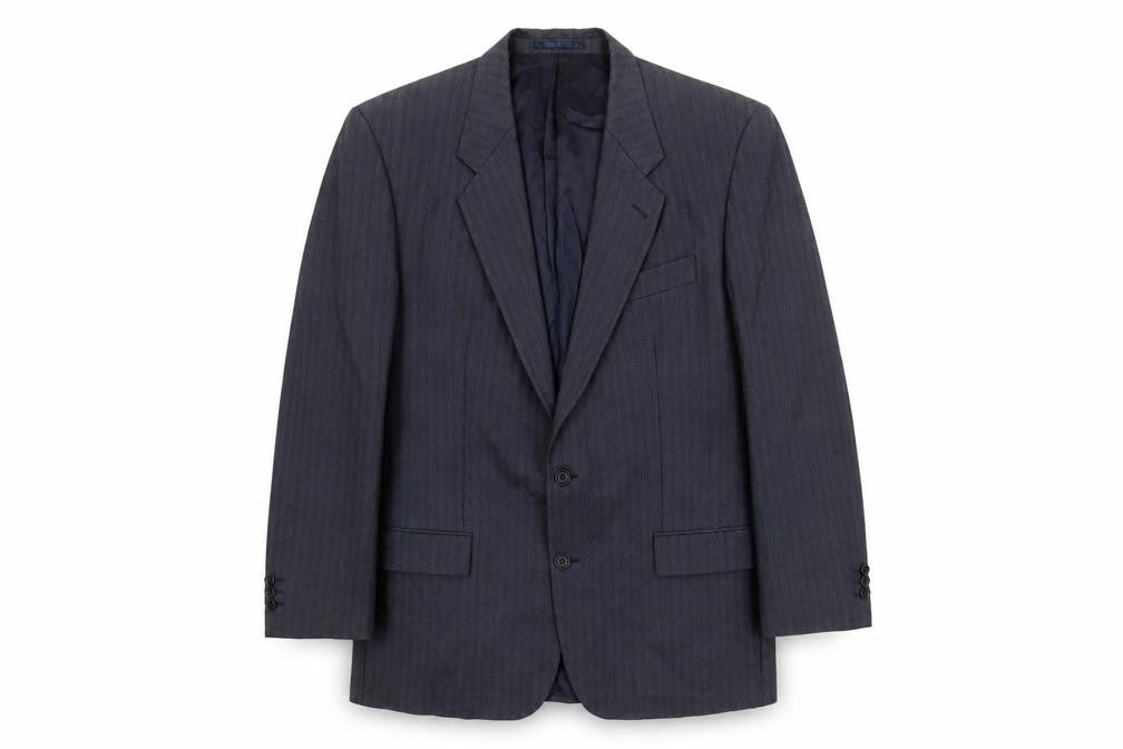 HR Tailoring Mens Blue Striped  Jacket Suit Jacket Size 46
