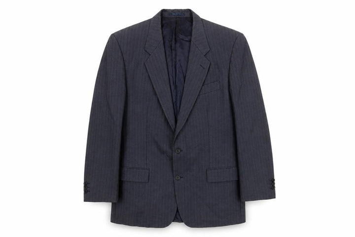 HR Tailoring Mens Blue Striped  Jacket Suit Jacket Size 46