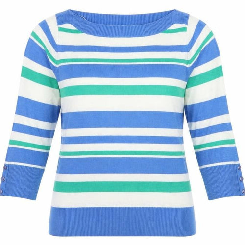 BHS Womens Blue Striped Knit Pullover Jumper Size 8