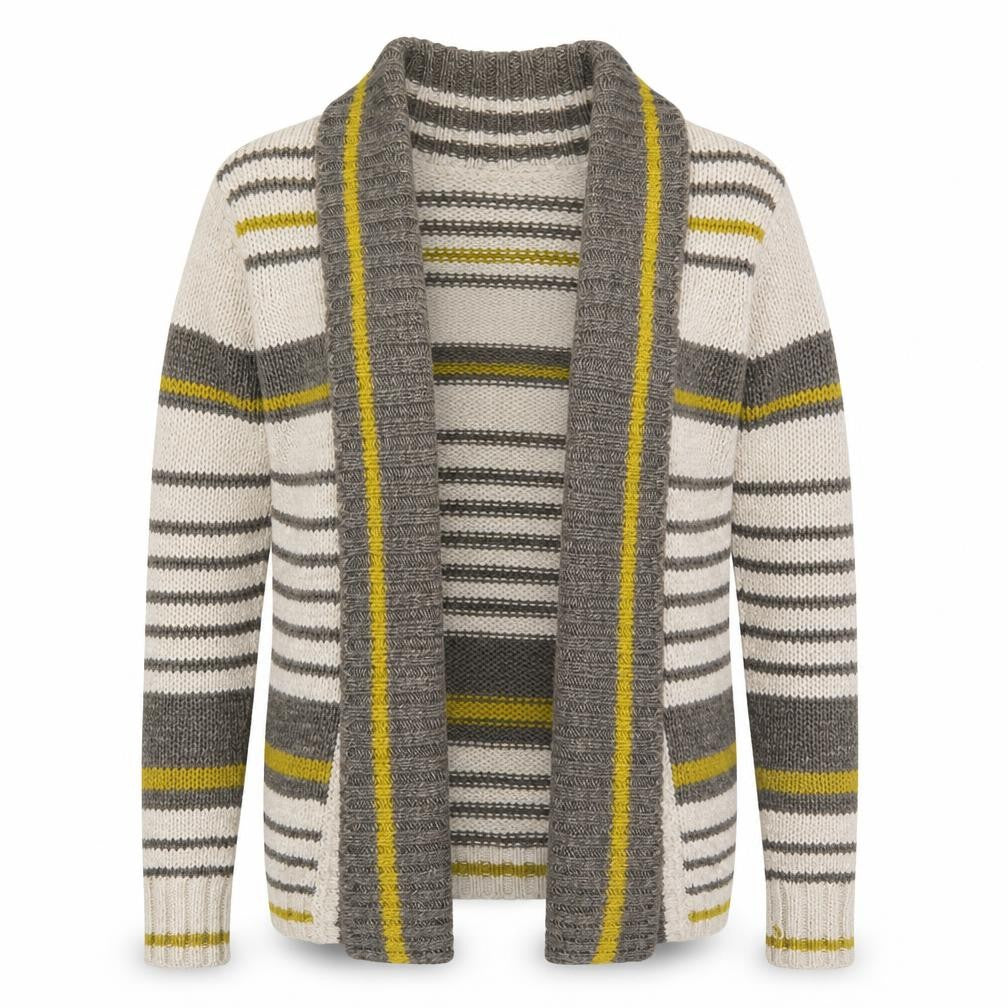 I Blues Club Womens Beige Striped  Cardigan Jumper Size S  - Yellow