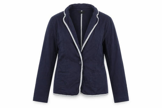 Front view of Papaya women’s blue jacket blazer, size UK 12