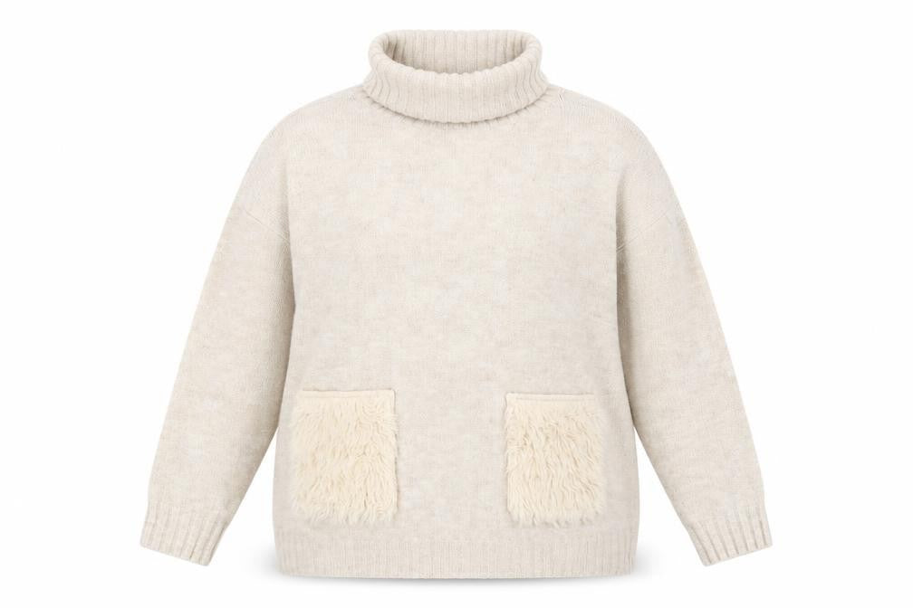 Front view of Primark women’s beige jumper, size UK 12