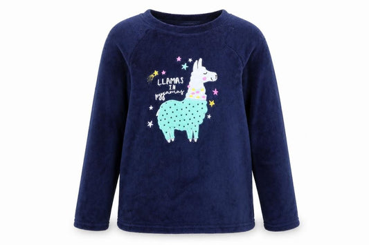 Front view of Just like you girls’ blue top pyjama top, size 12-13, years