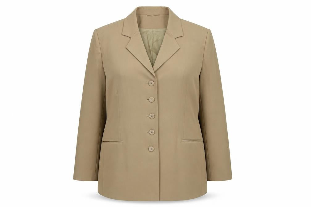 Front view of Classics women’s beige jacket suit jacket, size UK 20