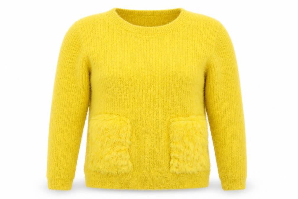 Front view of Tu women’s yellow knit jumper, size UK 14
