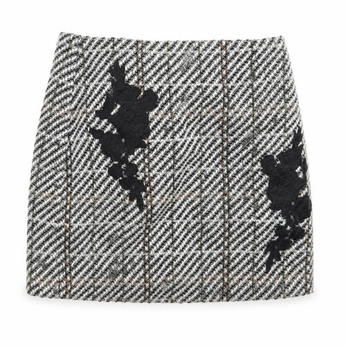 New Look Womens White Check  A-Line Skirt Size 8