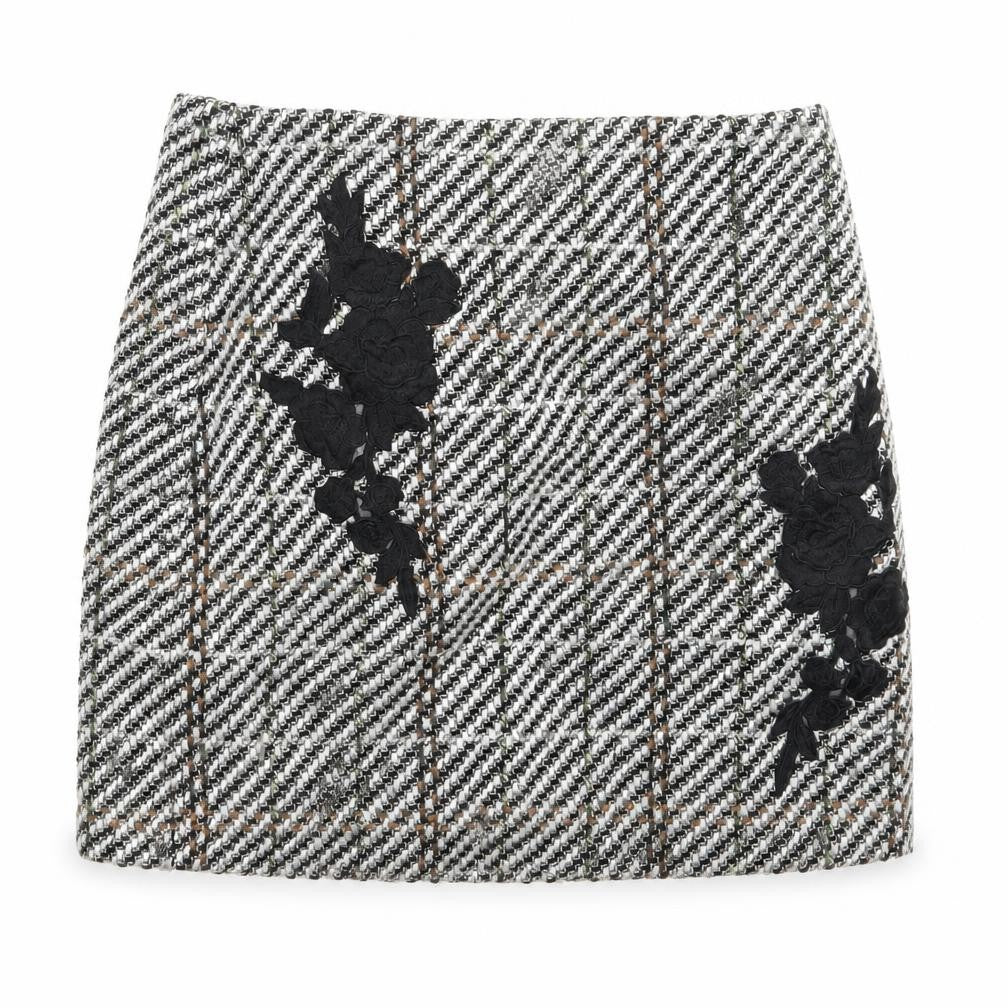 New Look Womens White Check  A-Line Skirt Size 8