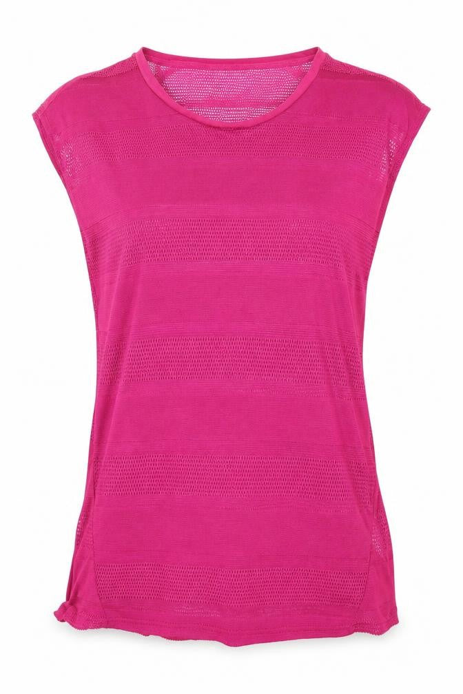 Front view of Next women’s pink tunic tank, size UK 8, - see through