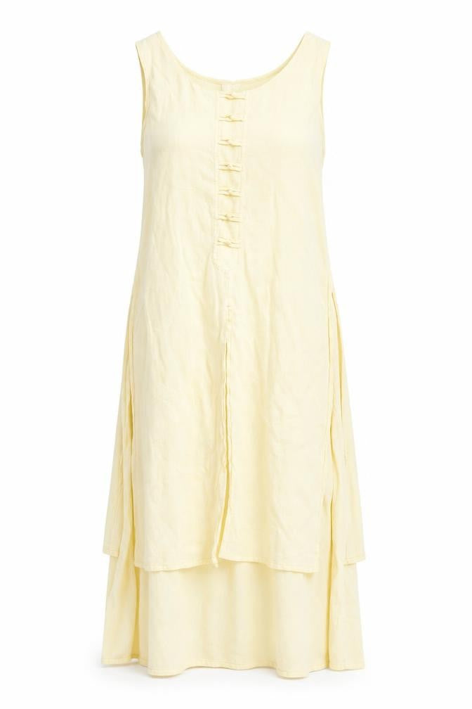 Front view of women’s yellow sheath, size S