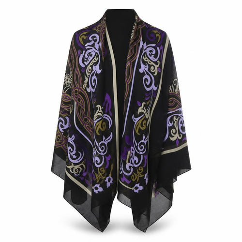Kelebek Folar Womens Black Floral   Shawl/Wrap