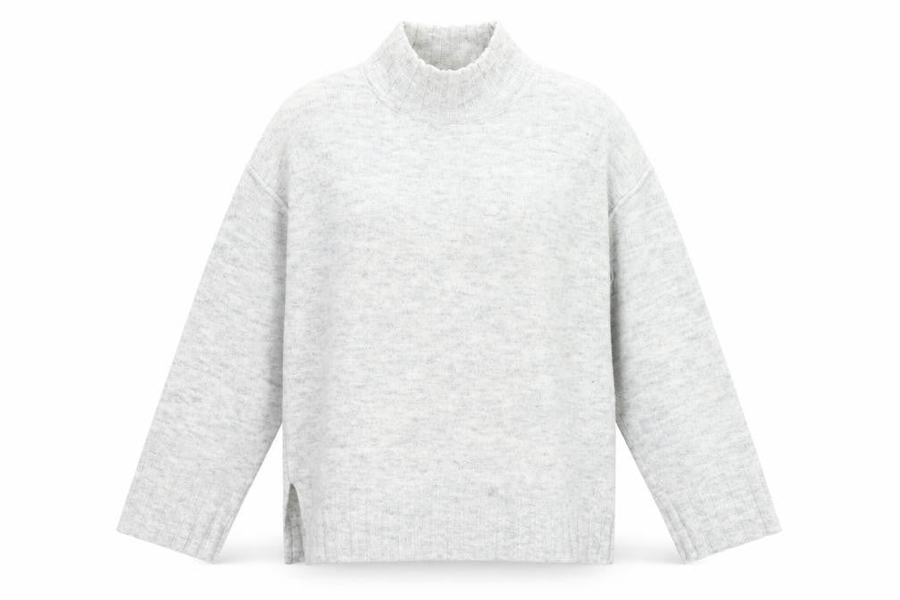 Front view of Primark women’s grey knit jumper, size UK 10