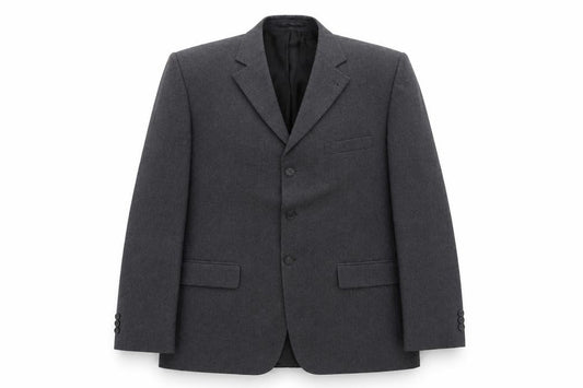 Front view of F&F men’s grey jacket suit jacket, size L
