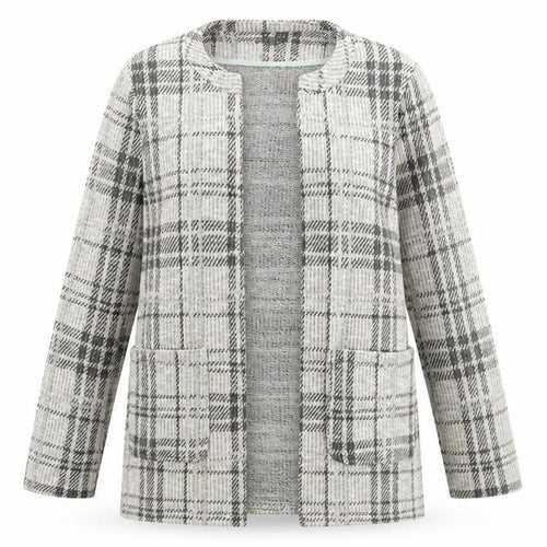 New Look Womens Ivory Plaid Jersey Jacket  Size 12