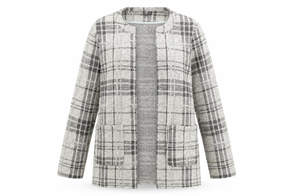 New Look Womens Ivory Plaid Jersey Jacket  Size 12