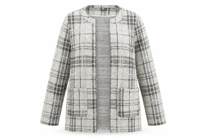 New Look Womens Ivory Plaid Jersey Jacket Size 12