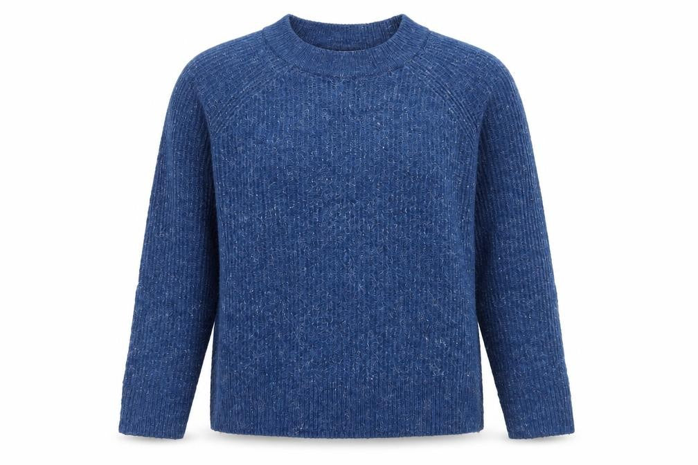 Front view of H&M women’s blue knit jumper, size M