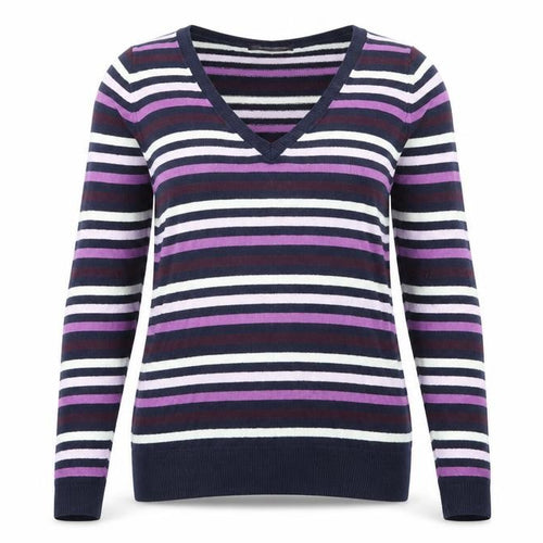 Marks and Spencer Womens Purple Striped Knit Pullover Jumper Size 12