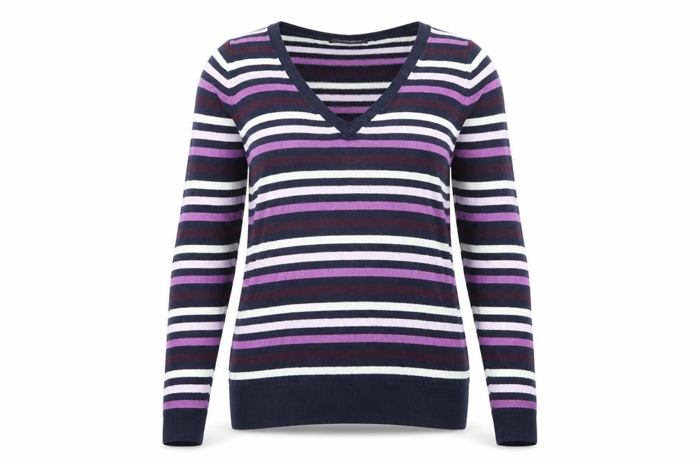 Marks and Spencer Womens Purple Striped Knit Pullover Jumper Size 12