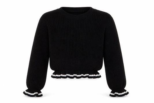 Select Girls Black  Knit Pullover Jumper Size 12-13 Years