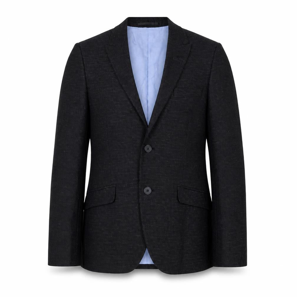 Front view of H&M women’s blue jacket, size UK 34
